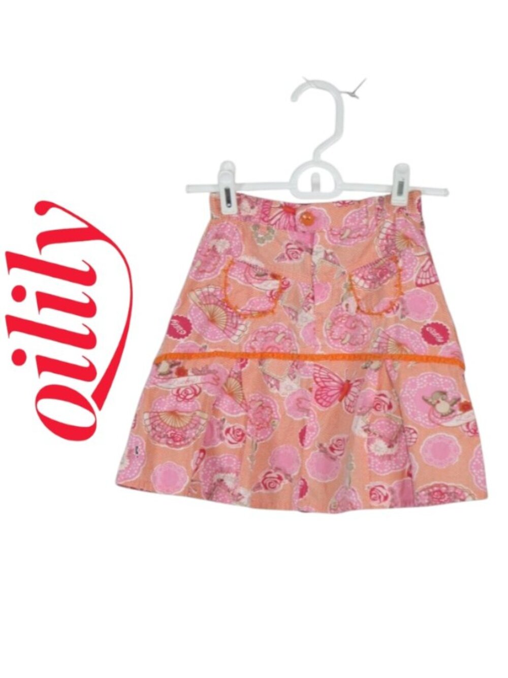Oilily Pink & Orange Girls Pleated Skirt Size EU 104 US 4